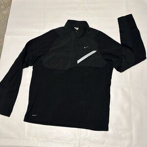 NIKE FIT THERMA 1/14 ZIP BLACK ATHLETIC PULLOVER SWEATER IN EXCELLENT CONDITION